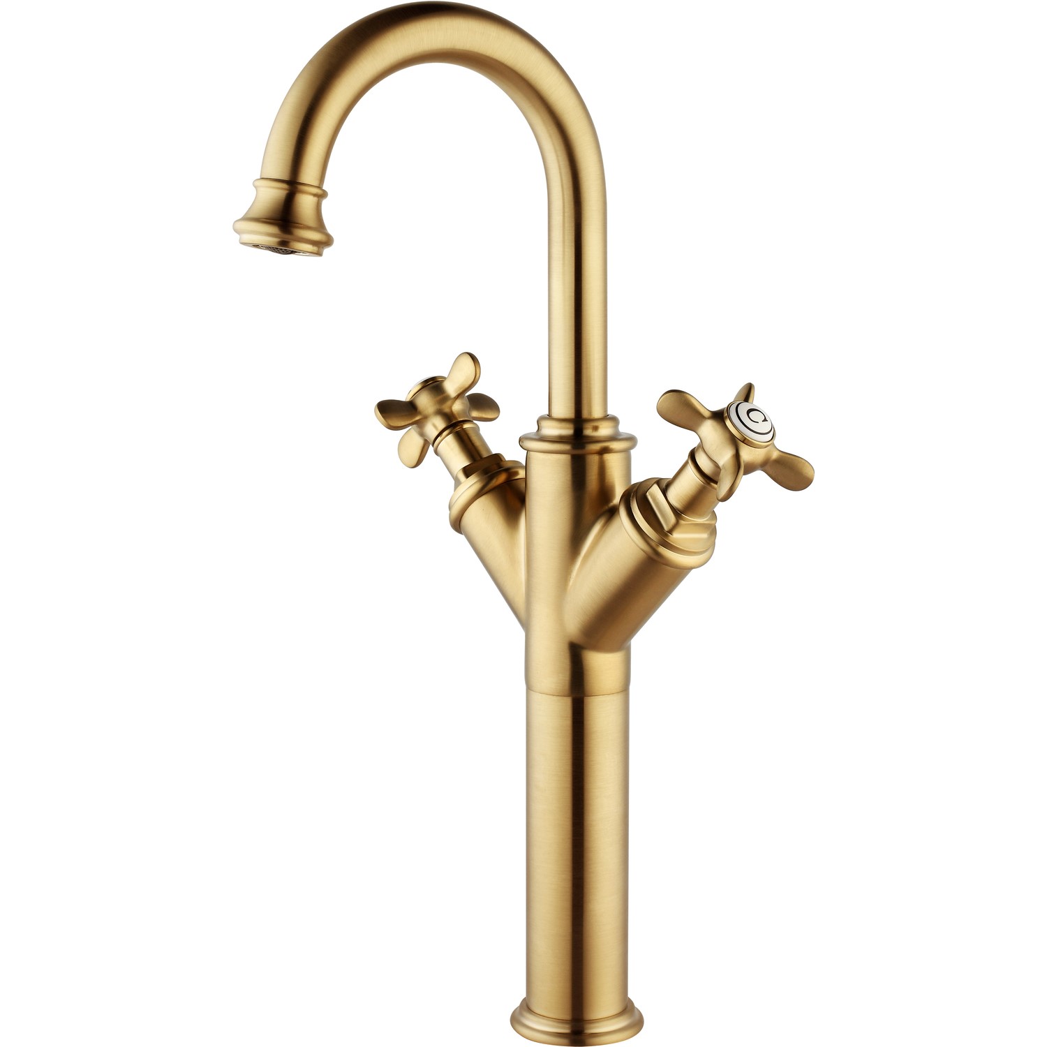 Tall Brass Double Lever Basin Mixer Tap - Camden