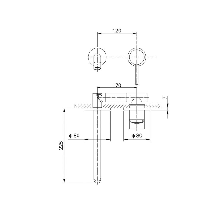 GRADE A1 - Wall Mounted Chrome Basin Mixer Tap - Empire