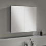 GRADE A2 - 667mm Wall Hung Mirrored Bathroom Cabinet Grey Lacquered - Harper 