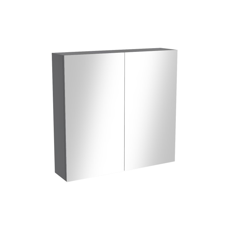 GRADE A2 - 667mm Wall Hung Mirrored Bathroom Cabinet Grey Lacquered - Harper 
