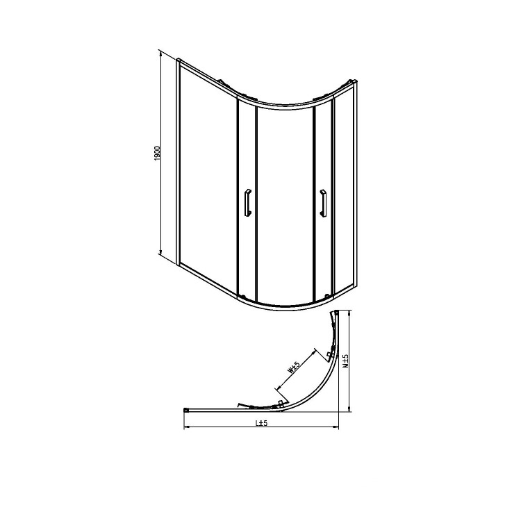 1000 x 900mm Offset Quadrant Shower Enclosure - Juno