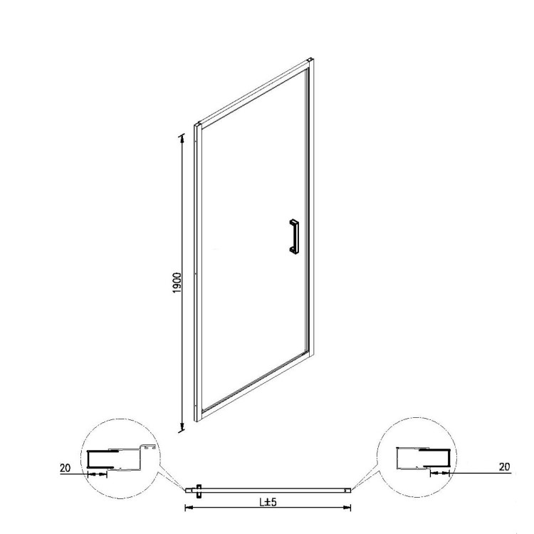 760mm Hinged Shower Door - Juno