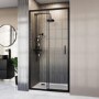 ONLY OPENED - Black Sliding Shower Door 1000mm 8mm Glass - Pavo