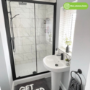 ONLY OPENED - Black Sliding Shower Door 1000mm 8mm Glass - Pavo