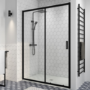 ONLY OPENED - Black Sliding Shower Door 1000mm 8mm Glass - Pavo