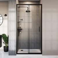 1700mm Black Sliding Shower Door 8mm Glass - Pavo