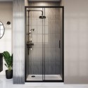 A1/BeBa_26064 ONLY OPENED - Black Sliding Shower Door 1200mm 8mm Glass - Pavo