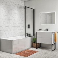 Black Hinged Shower Bath Screen 1500 x 800mm - Jupiter Black Hinged Shower Bath Screen 1500 x 800mm - Jupiter