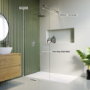 GRADE A1 - Wetroom Panel 1100mm Chrome 8mm Glass - Corvus Range
