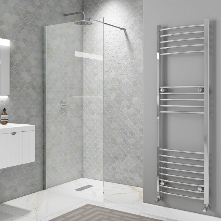 1100mm Chrome Shower Screen for Wet Room & Walk In Shower - Corvus