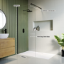 ONLY OPENED - Wet Room Shower Screen with Wall Support Bar 900mm - Corvus Matt Black