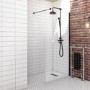 ONLY OPENED - Wet Room Shower Screen with Wall Support Bar 900mm - Corvus Matt Black