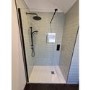 GRADE A1 - Wet Room Shower Screen with Wall Support Bar 900mm - Corvus Matt Black 