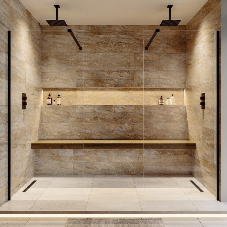 1000mm Black Shower Screen for Wet Room & Walk In Shower - Corvus