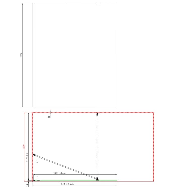 1200mm Black Shower Screen for Wet Room & Walk In Shower – Corvus