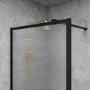 1000mm Black Fluted Glass Wet Room Shower Screen - Volan