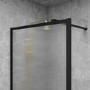 GRADE A2 - 1100mm Black Fluted Glass Wet Room Shower Screen - Volan
