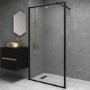 GRADE A2 - 1100mm Black Fluted Glass Wet Room Shower Screen - Volan