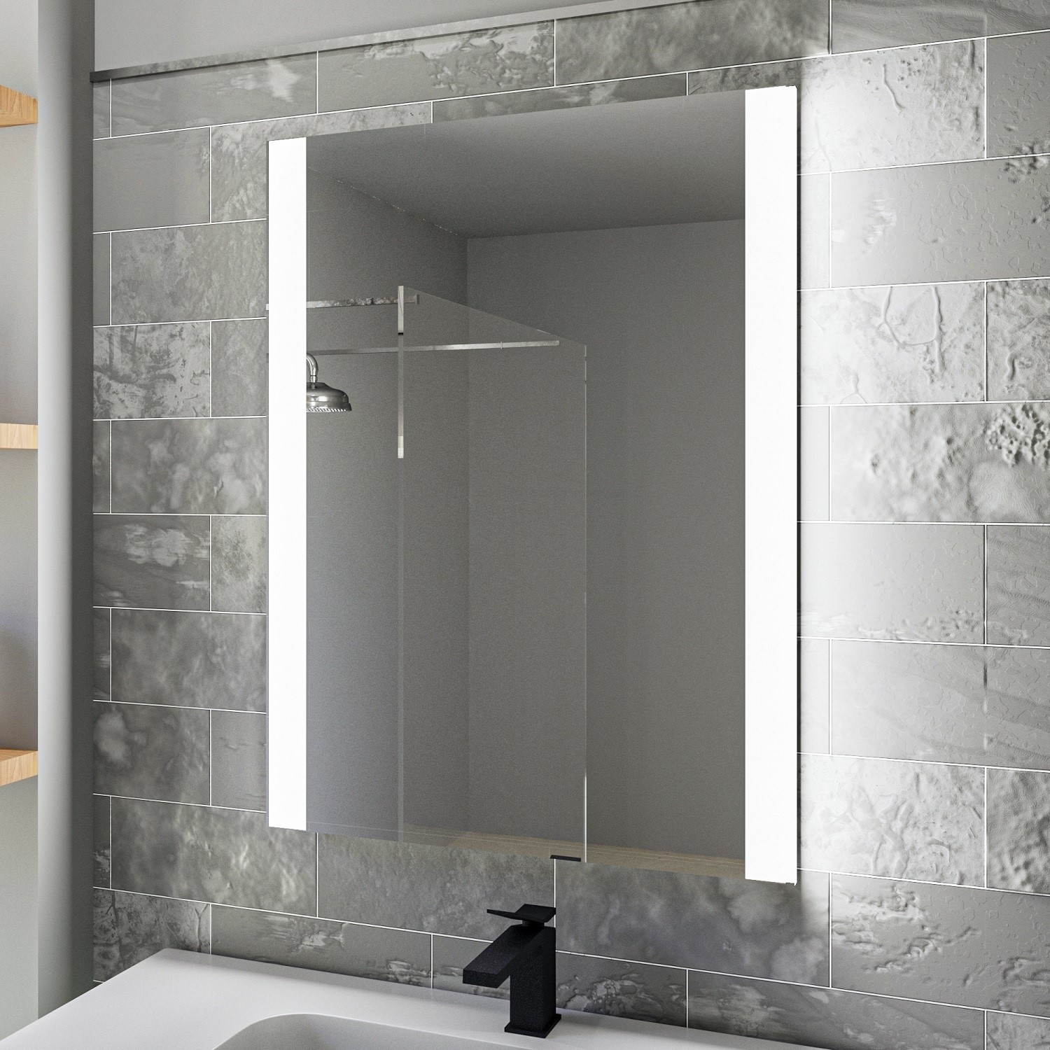 Rectangular LED Bathroom Mirror with Demister 500 x 700mm - Pegasus