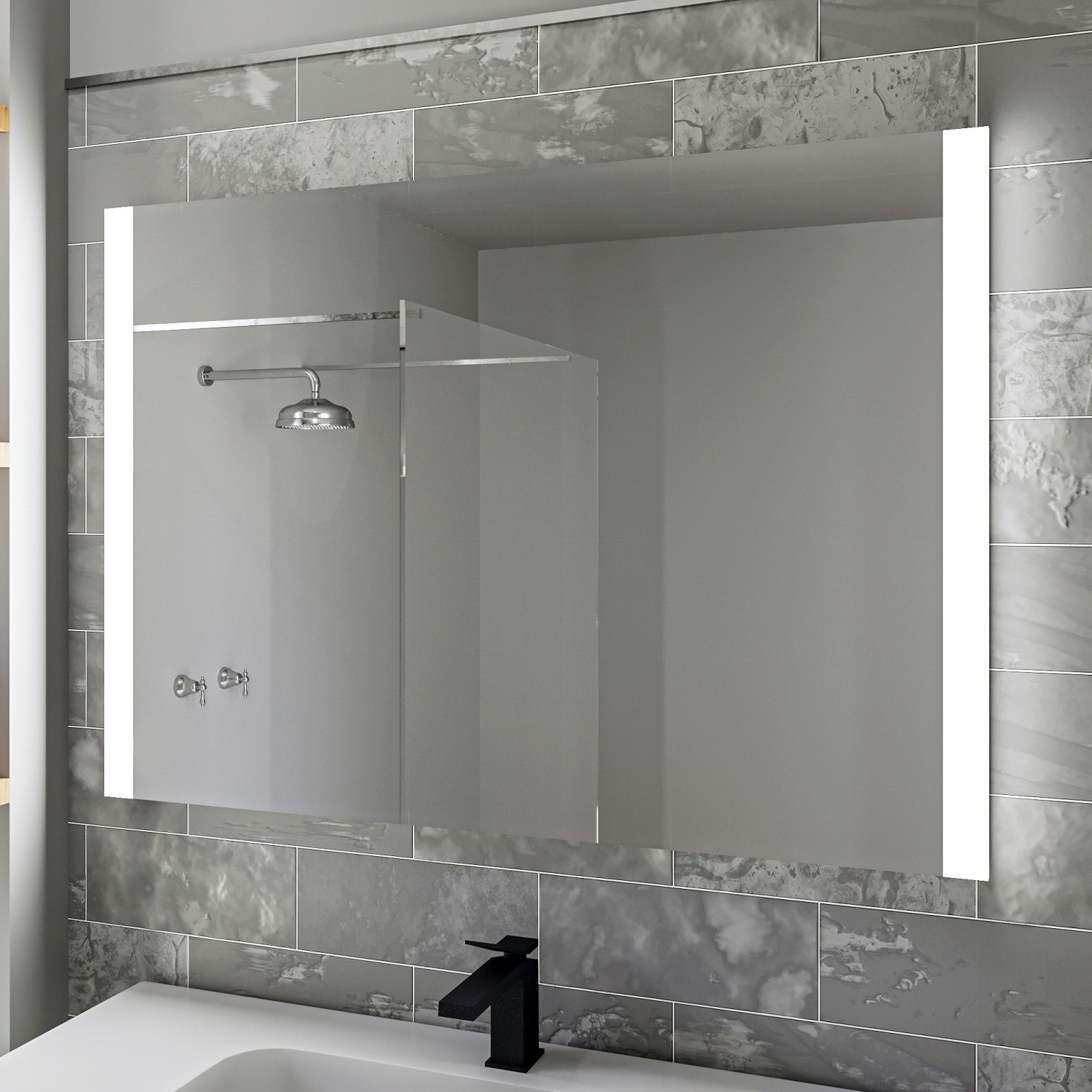 Rectangular LED Bathroom Mirror with Demister 1000 x 700mm - Pegasus