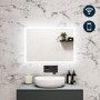 Rectangular Heated Bathroom Mirror with Lights, Bluetooth & Shaver Socket 700 x 500mm - Divine