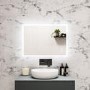 Rectangular Heated Bathroom Mirror with Lights, Bluetooth & Shaver Socket 700 x 500mm - Divine