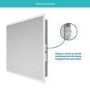 Rectangular Heated Bathroom Mirror with Lights, Bluetooth & Shaver Socket 700 x 500mm - Divine