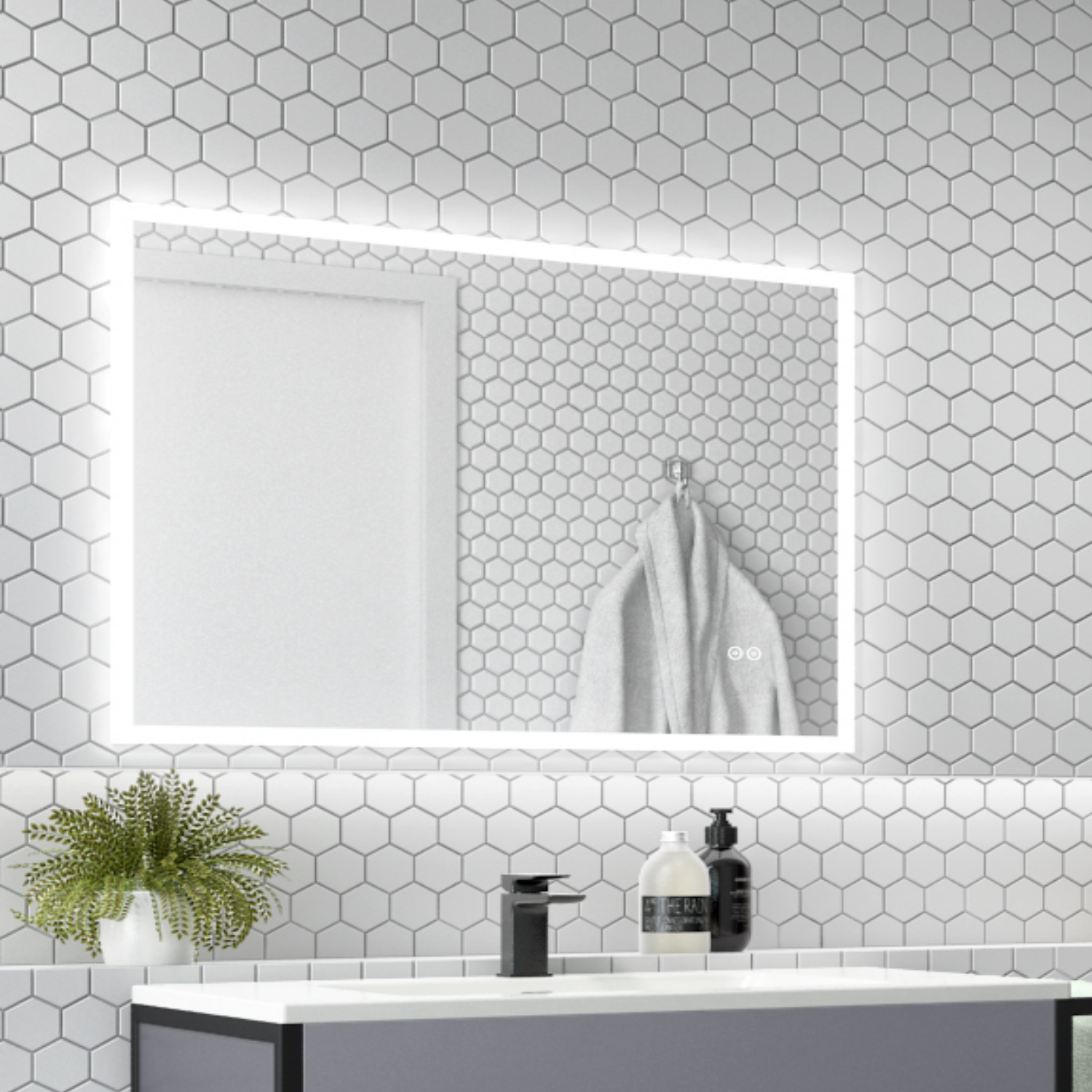 LED Bathroom Mirror with Bluetooth & Shaver Socket 700 x 500mm - Divine