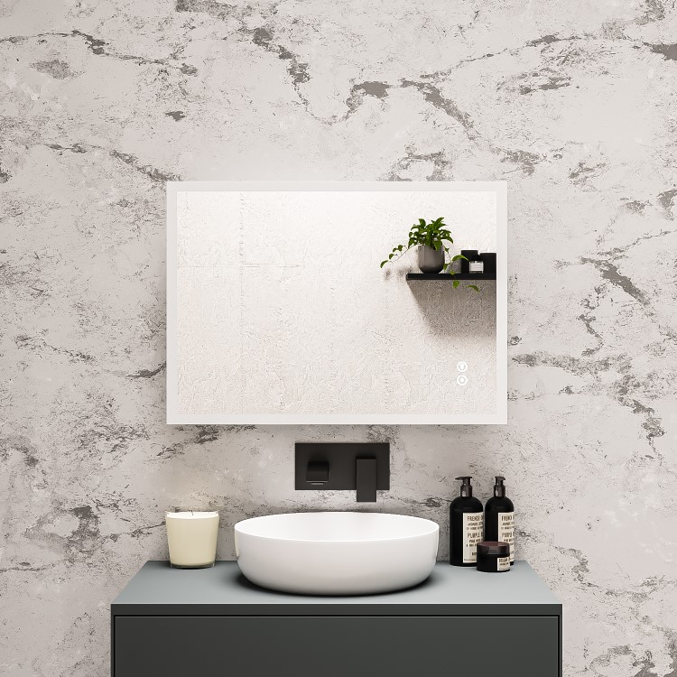 LED Bathroom Mirror with Bluetooth & Shaver Socket 700 x 500mm - Divine