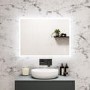 Rectangular LED Bathroom Mirror with Bluetooth & Shaver Socket 800 x 600mm - Divine