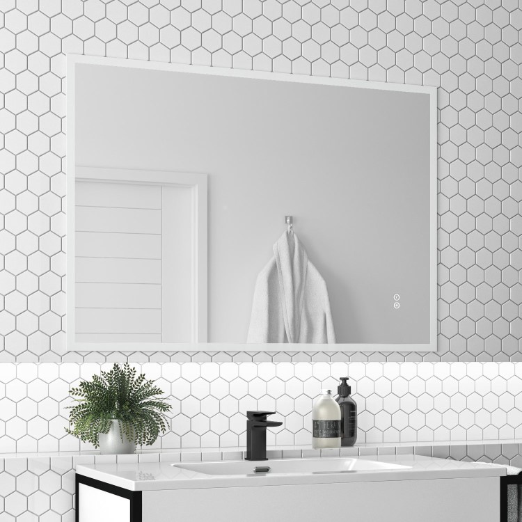 Rectangular LED Bathroom Mirror with Bluetooth & Shaver Socket 1000 x 700mm - Divine