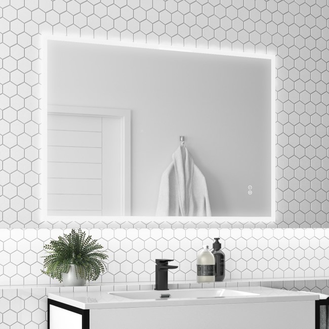 Rectangular LED Bathroom Mirror with Bluetooth & Shaver Socket 1000 x 700mm - Divine
