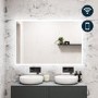 Rectangular Heated Bathroom Mirror with Lights, Bluetooth & Shaver Socket 1200 x 800mm - Divine