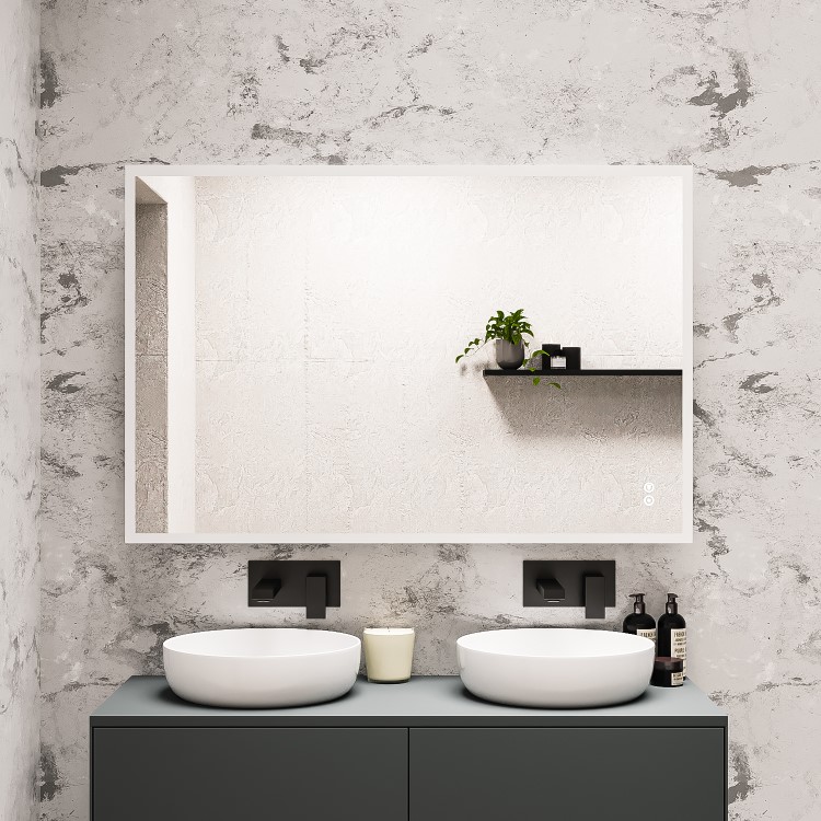 GRADE A2 - Rectangular LED Bathroom Mirror with Bluetooth & Shaver Socket 1200 x 800mm - Divine