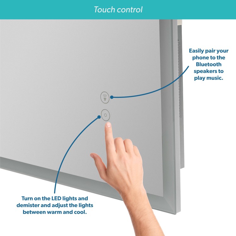 ONLY OPENED - Rectangular LED Bathroom Mirror with Bluetooth & Shaver Socket 1200 x 800mm - Divine