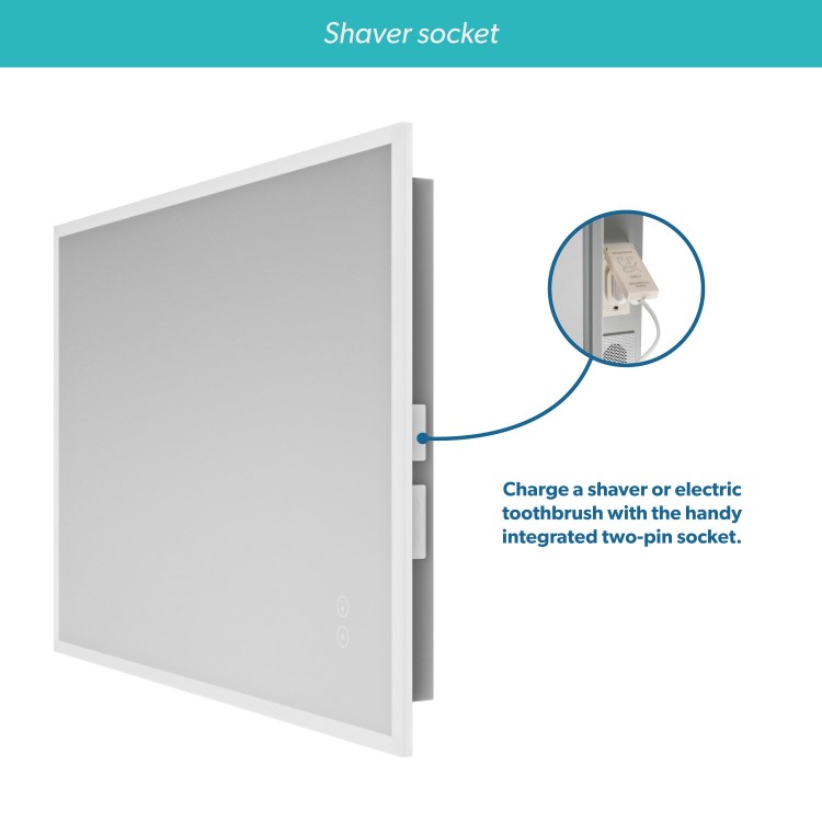 ONLY OPENED - Rectangular LED Bathroom Mirror with Bluetooth & Shaver Socket 1200 x 800mm - Divine