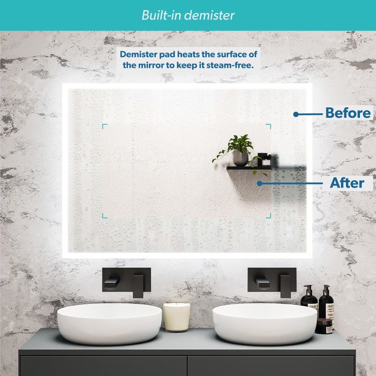 ONLY OPENED - Rectangular LED Bathroom Mirror with Bluetooth & Shaver Socket 1200 x 800mm - Divine