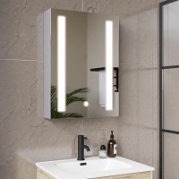 Single Door Chrome Mirrored Bathroom Cabinet with Lights 500 x 700mm - Capricorn Single Door Chrome Mirrored Bathroom Cabinet with Lights 500 x 700mm - Capricorn