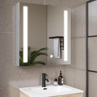 Double Door Chrome Mirrored Bathroom Cabinet with Lights 800 x 700mm - Capricorn Double Door Chrome Mirrored Bathroom Cabinet with Lights 800 x 700mm - Capricorn
