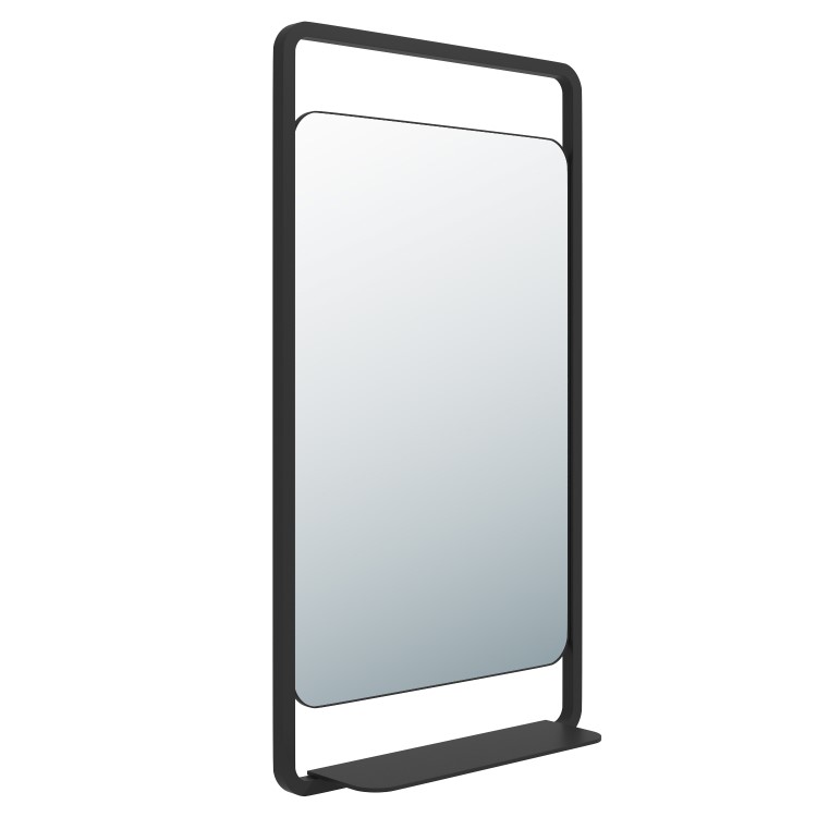 Black Bathroom Mirror with Shelf - 500 x 900mm - Nero
