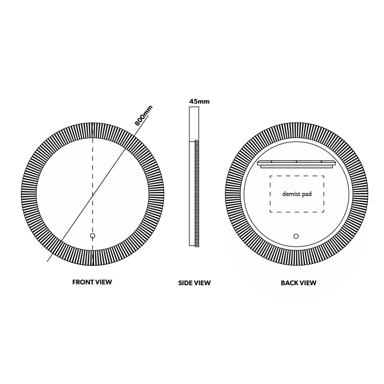 GRADE A1 - Round LED Illuminated Touch Sensor Bathroom Mirror 800 x 800mm - Empire
