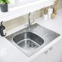GRADE A1 - Essence Ava Single Bowl Reversible Drainer Stainless Steel Chrome Kitchen Sink