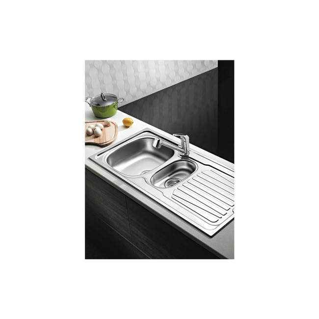 GRADE A1 - Essence Ava BeBa_26181 Inset Stainless Steel Reversible 1.5 Bowl Kitchen Sink - 1000 x 500mm