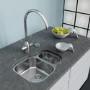 GRADE A1 - Box Opened Enza Isabella 1.5 Bowl Undermount Chrome Stainless Steel Kitchen Sink with Reversible Drainer