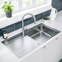 Single Bowl Inset Chrome Stainless Steel Kitchen Sink with Reversible Drainer - Enza Isabella Single Bowl Inset Chrome Stainless Steel Kitchen Sink with Reversible Drainer - Enza Isabella
