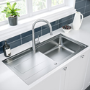 Refurbished Single Bowl Chrome Stainless Steel Kitchen Sink with Reversible Drainer