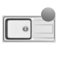 Single Bowl Chrome Microlinen Stainless Steel Kitchen Sink with Reversible Drainer - Enza Isabella
