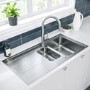 1.5 Bowl Chrome Inset Stainless Steel Kitchen Sink with Reversible Drainer - Enza Isabella