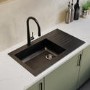 Single Bowl Inset Black Composite Kitchen Sink with Reversible Drainer - Essence Amelia