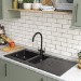 1.5 Bowl Black Composite Kitchen Sink with Reversible Drainer - Essence Amelia